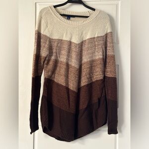 Apt. 9 Women's Cream and Brown Striped Sweater